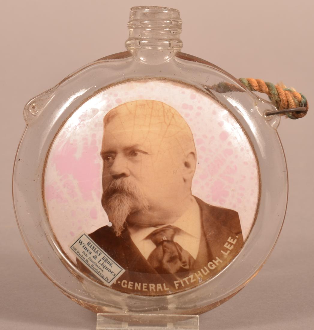 Colorless Glass Canteen Portrait Flask. (1 of 2)