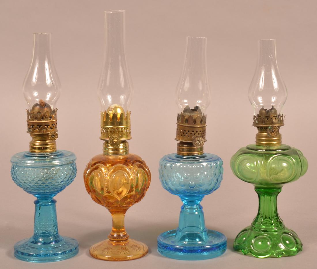 Four Various Glass Miniature Fluid Lamps. (1 of 2)