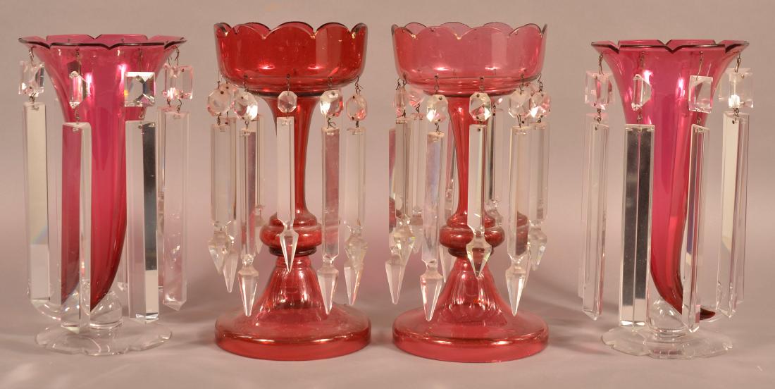Two Pair of Cranberry Glass Lusters. (1 of 1)