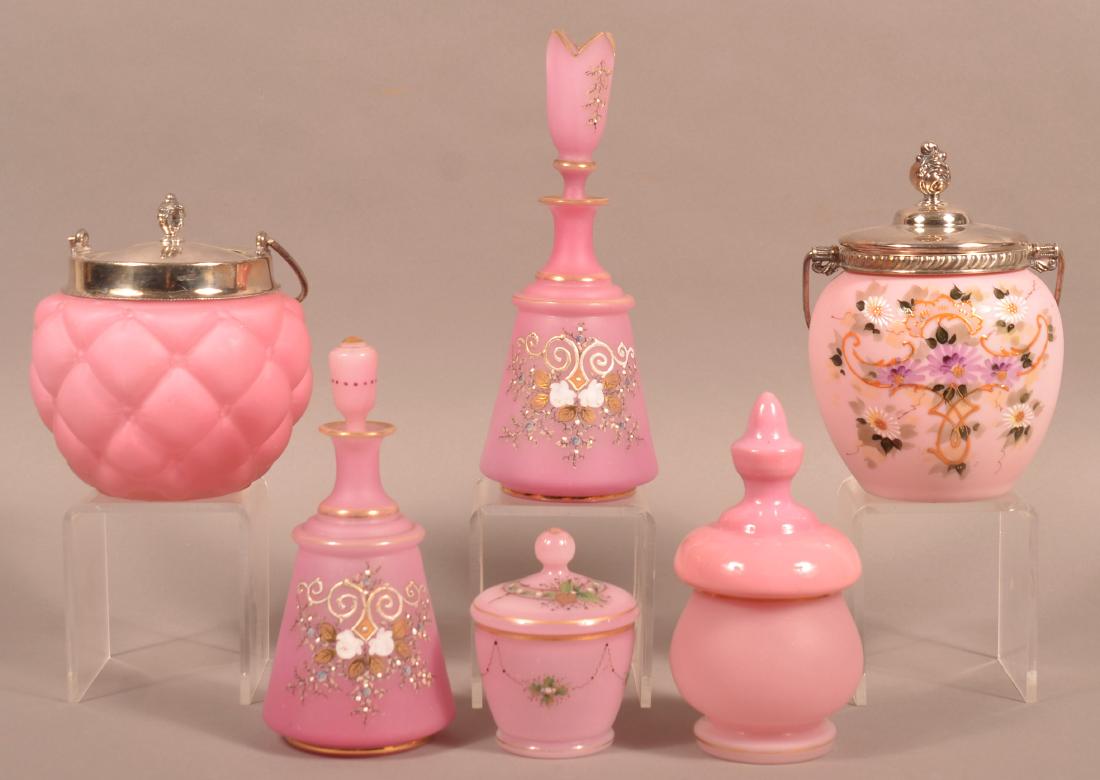 Six Pieces of Pink Victorian Art Glass. (1 of 1)