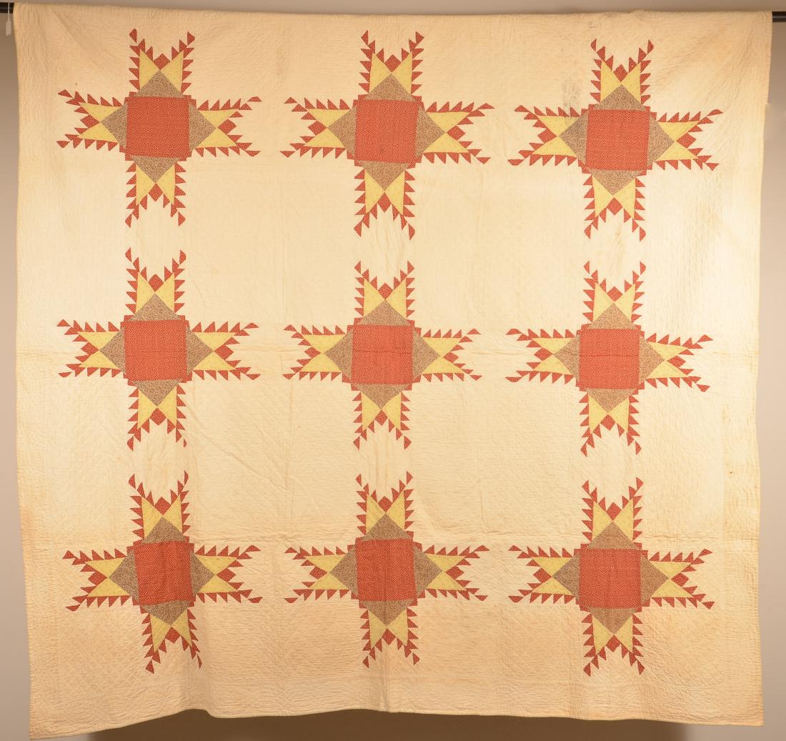 Antique Feathered Star Pattern Patchwork Quilt (1 of 5)