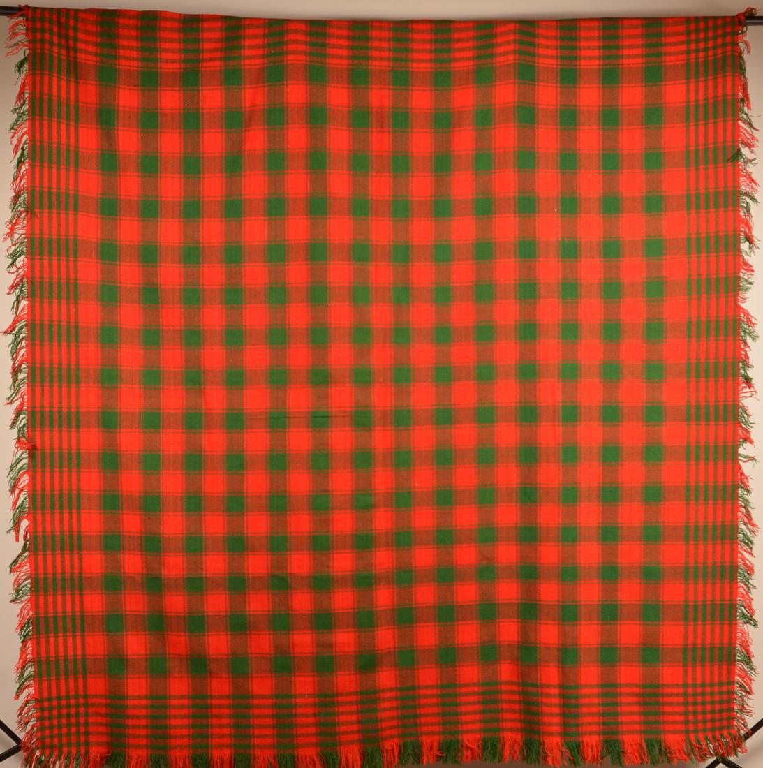 Red and Green Two Part Geometric Coverlet. (1 of 3)