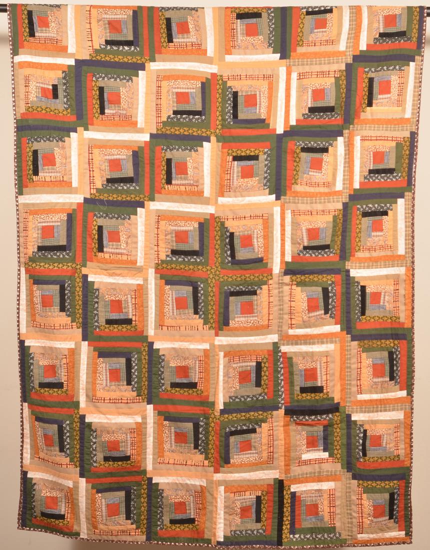 Antique Log Cabin Pattern Patchwork Quilt. (1 of 4)