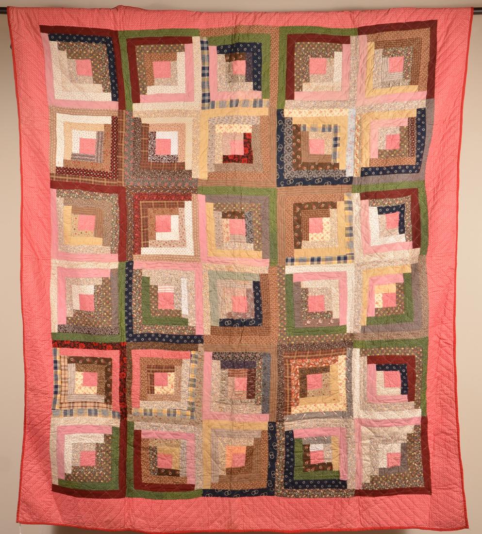 Antique Log Cabin Pattern Patchwork Quilt. (1 of 4)