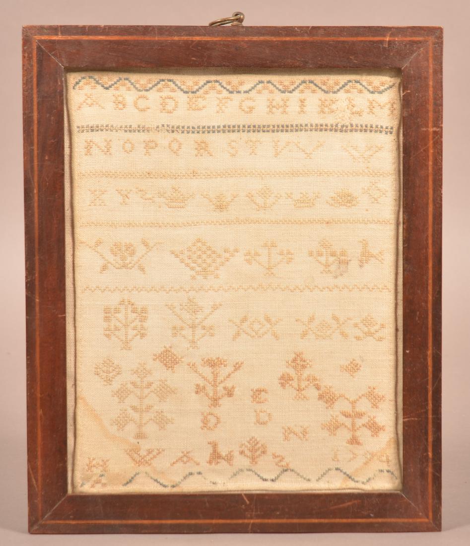 PA 1794 Rowed Type Needlework Sampler. (1 of 2)