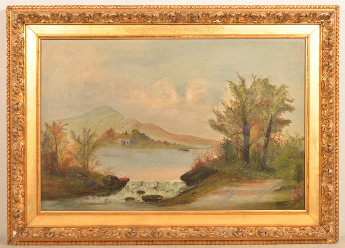 Oil on Canvas Lake and Landscape Painting. (1 of 4)