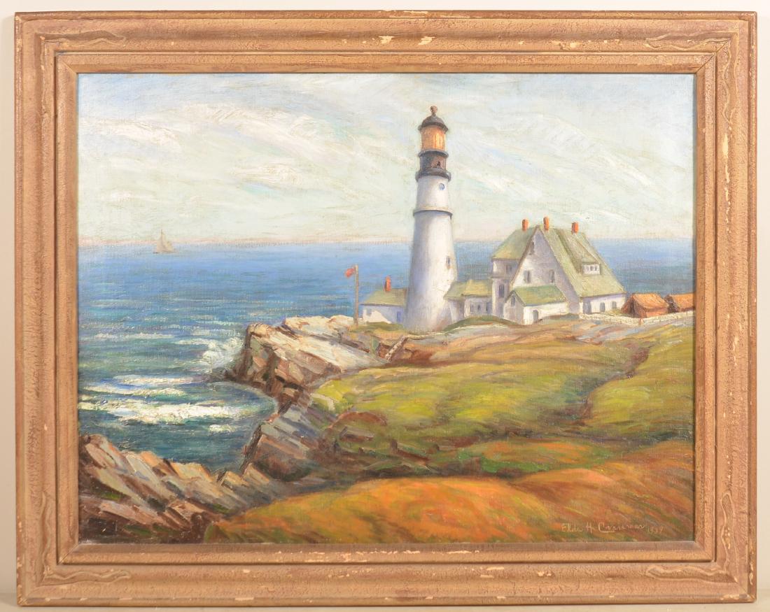 Elda H. Craumer Portland Lighthouse Painting. (1 of 5)