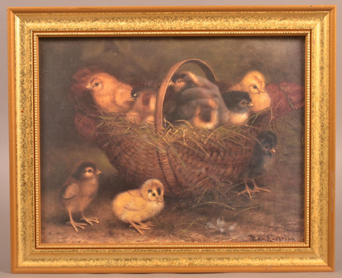 Ben Austrian Print of Chicks with a Basket. (1 of 2)