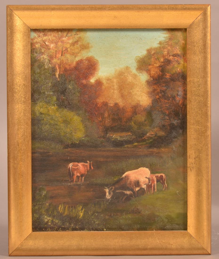 Cows by a Stream landscape Oil Painting. (1 of 2)