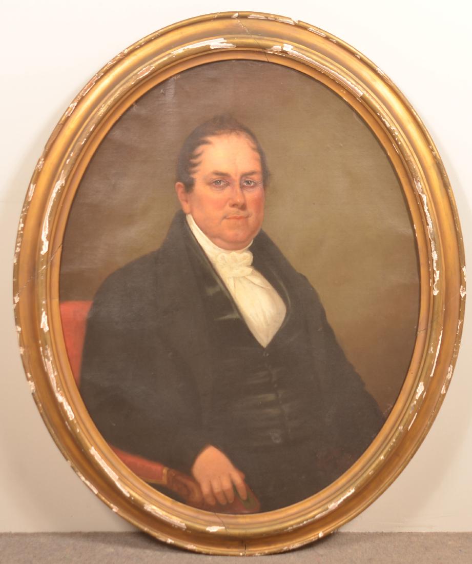 19th Cent. Oil on Canvas Portrait of a Gentleman. (1 of 3)