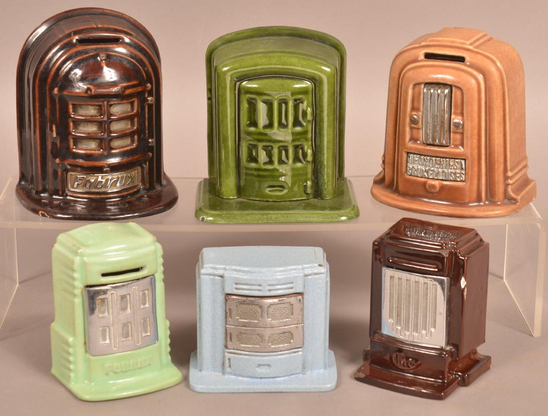 5 Enameled Cast Iron Space Heater Still Banks. (1 of 3)