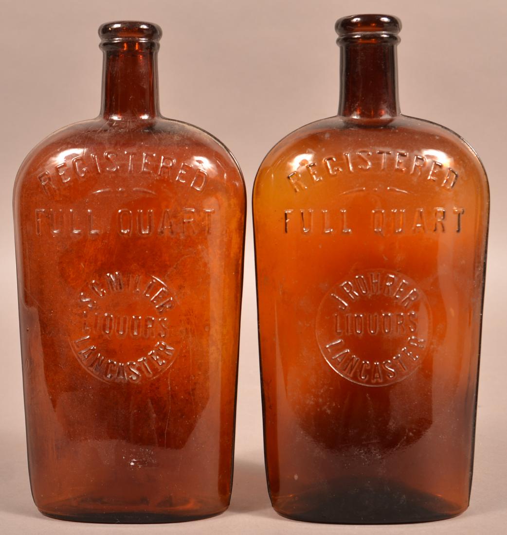 Two Lancaster, PA Amber Flask Bottles. (1 of 2)