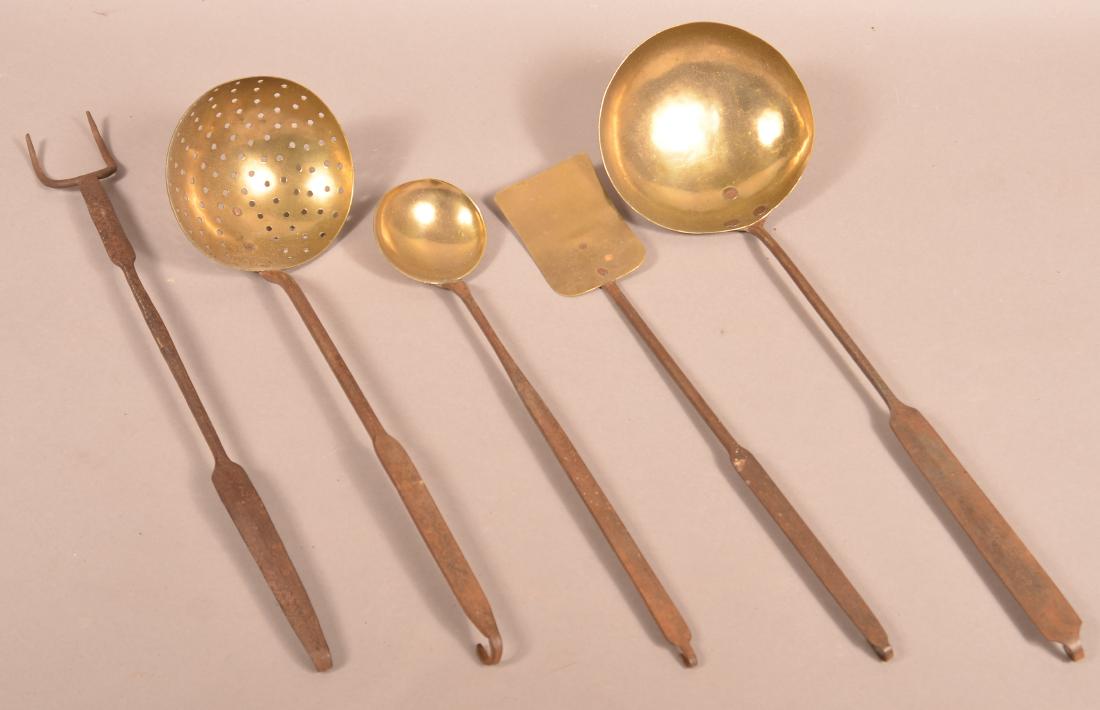 Five Various Antique Wrought Iron Utensils. (1 of 2)