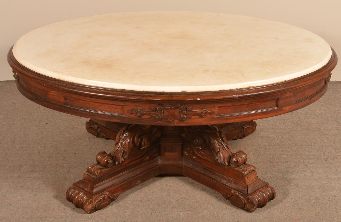 Victorian Rosewood Oval Marble Top Coffee Table. (1 of 6)