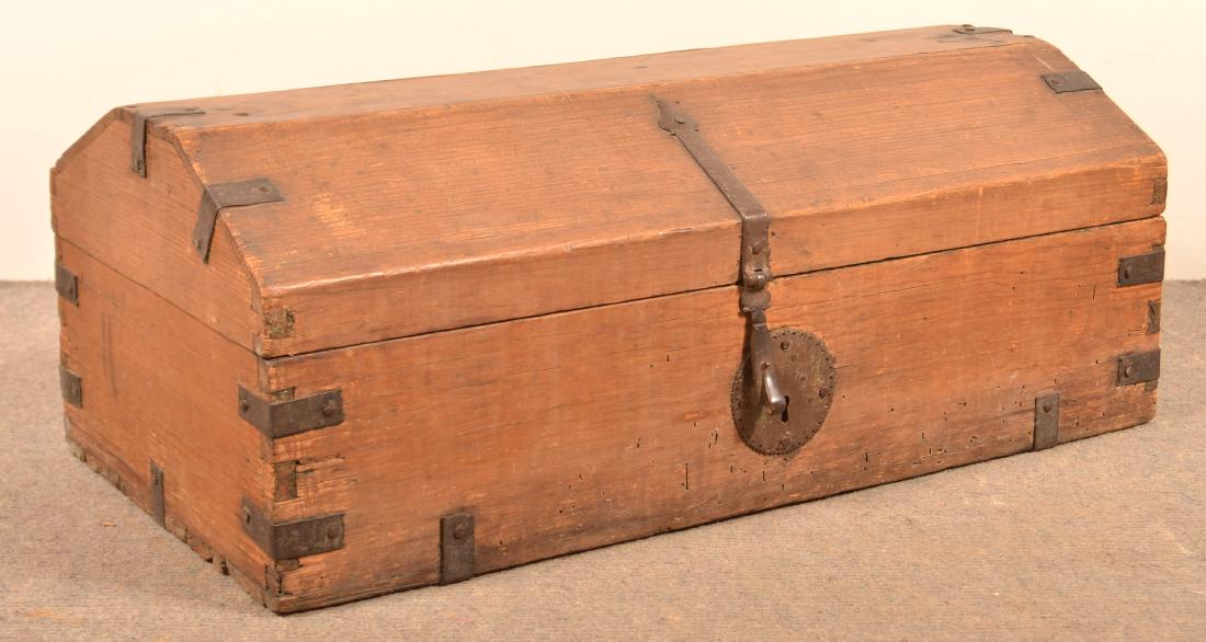 Iron Mounted Dome Top Immigrants Chest. (1 of 4)