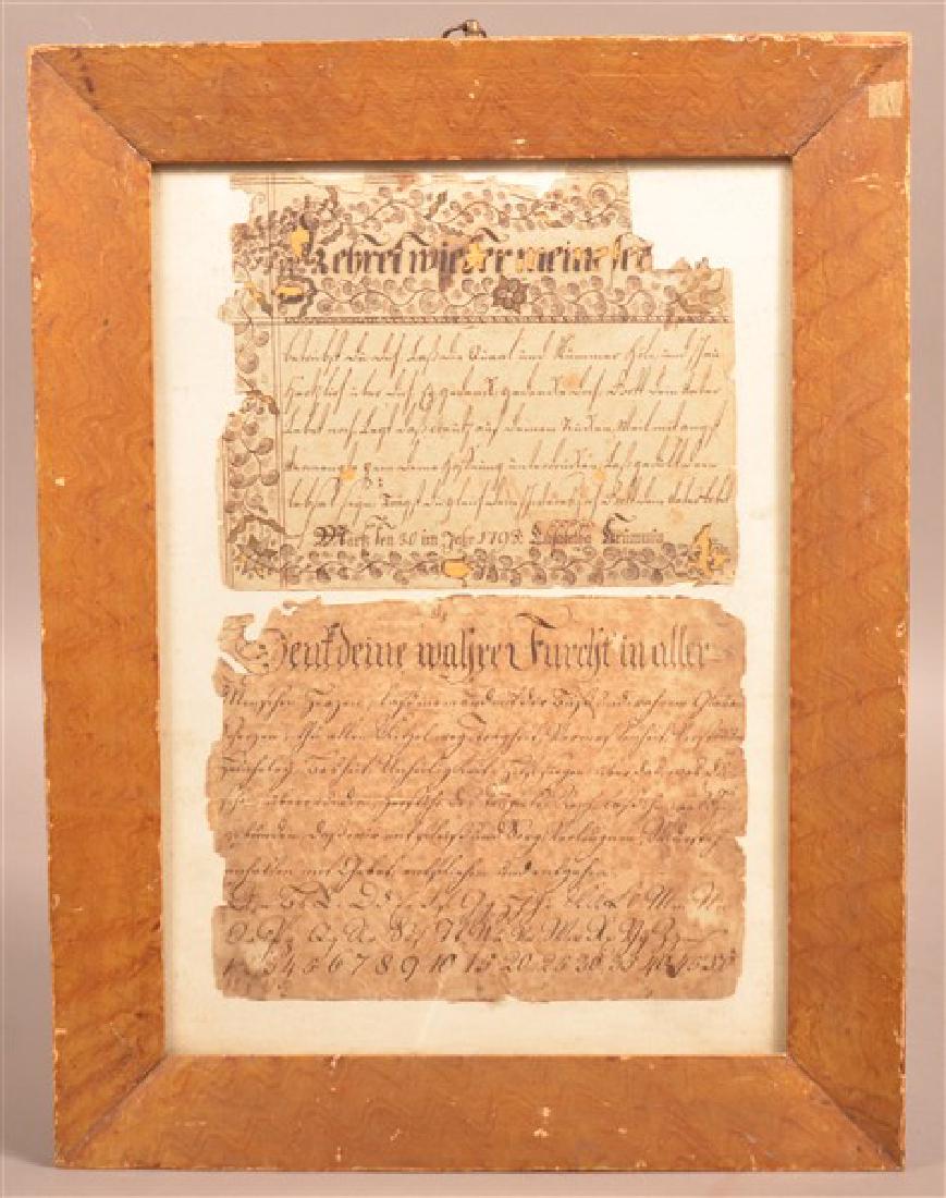 Two Framed Fraktur Writings One 18th c (1 of 4)