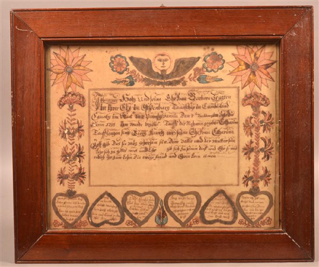 Cumberland County 1793 Mirror Image Fraktur. (1 of 6)