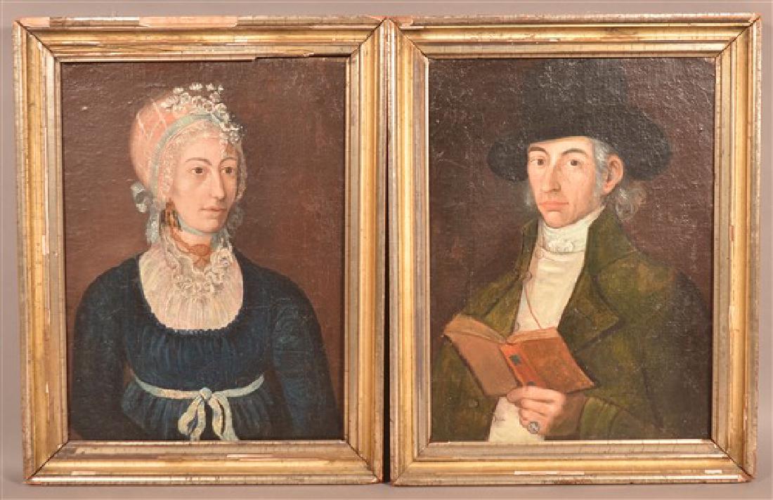 Pair of Early 19th Century Oil on Canvas Portraits. (1 of 5)