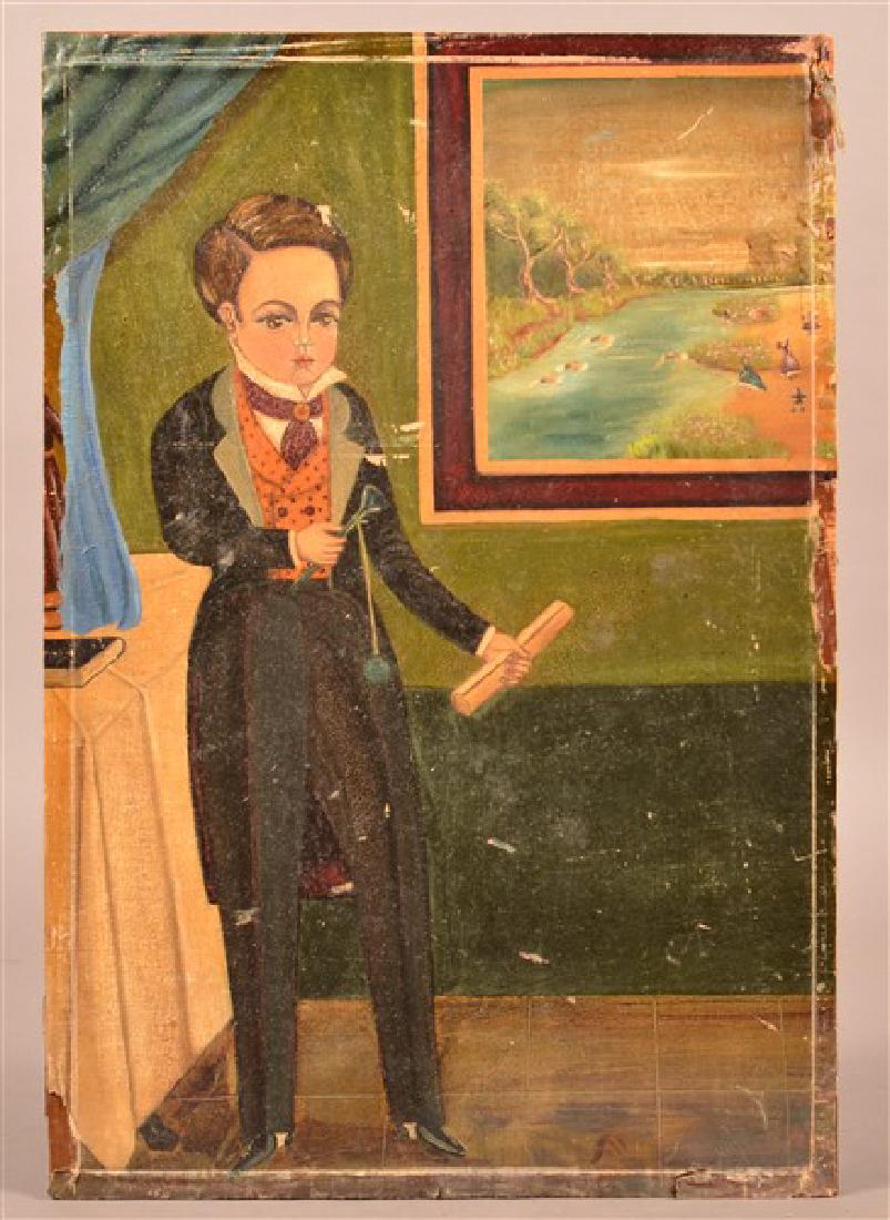 Contemporary Folk Art Painting of a Boy with Toys. (1 of 2)