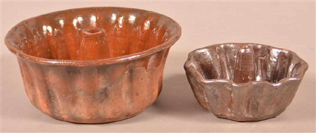 Two Antique Mottle Glazed Redware Turks Molds. (1 of 3)