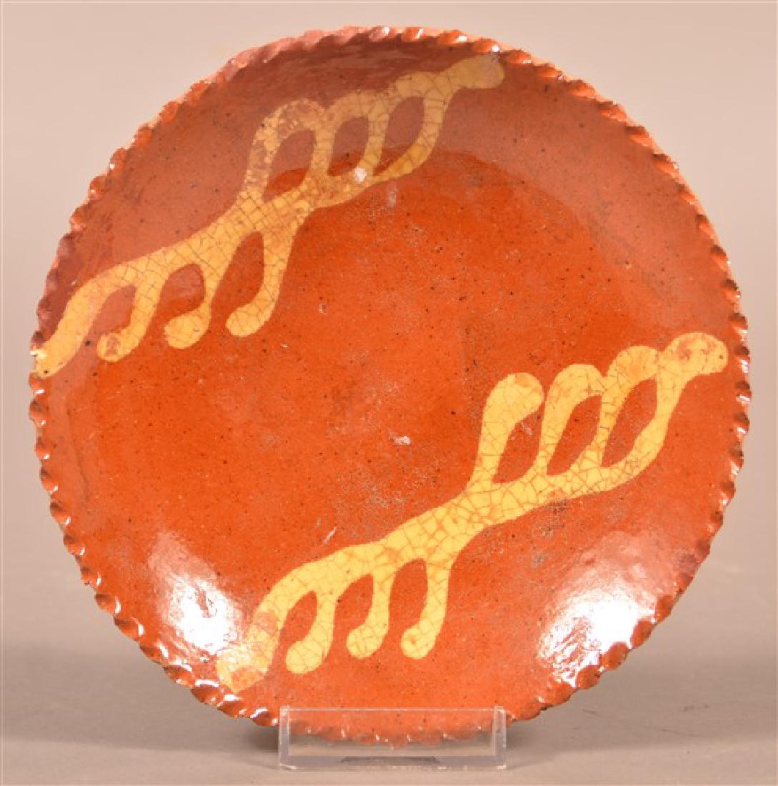 Pennsylvania 19th Century Glazed Redware Plate. (1 of 2)