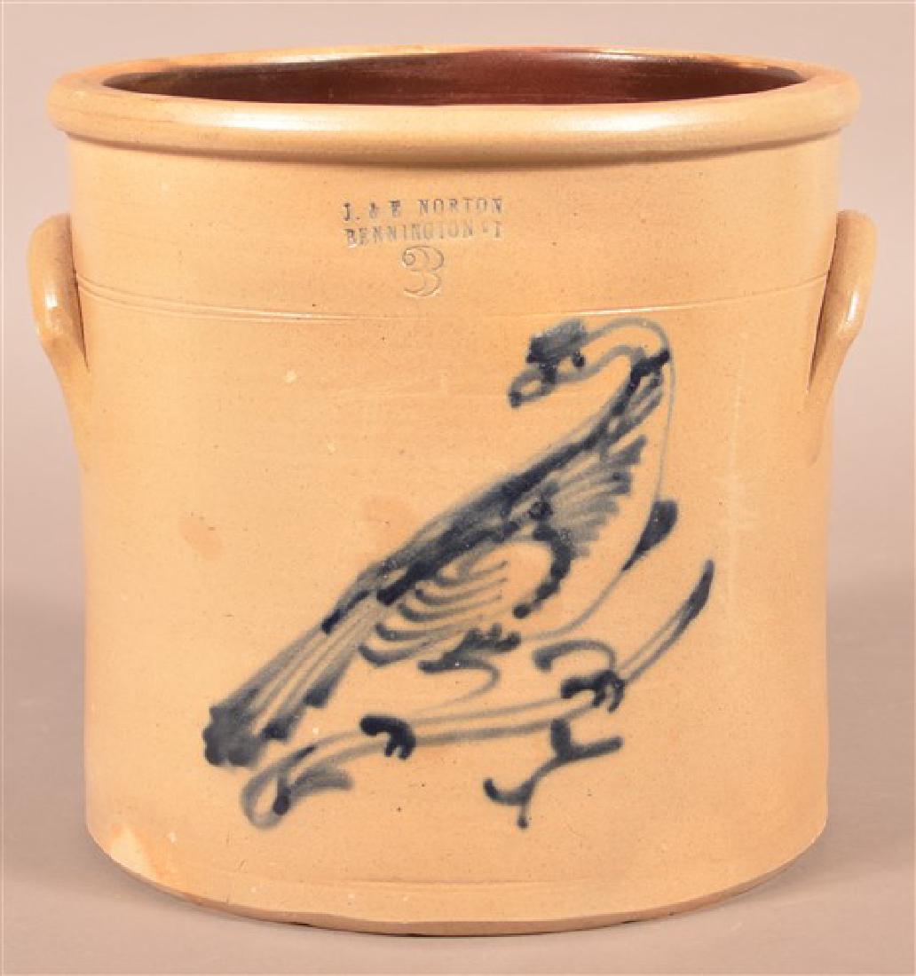 J. & E. Norton 3 Gallon Crock with Pheasant Decoration. (1 of 4)