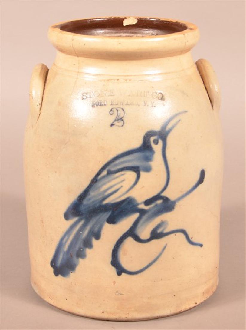 New York Stoneware Co. 2 Gallon Bird on Branch Crock. (1 of 4)
