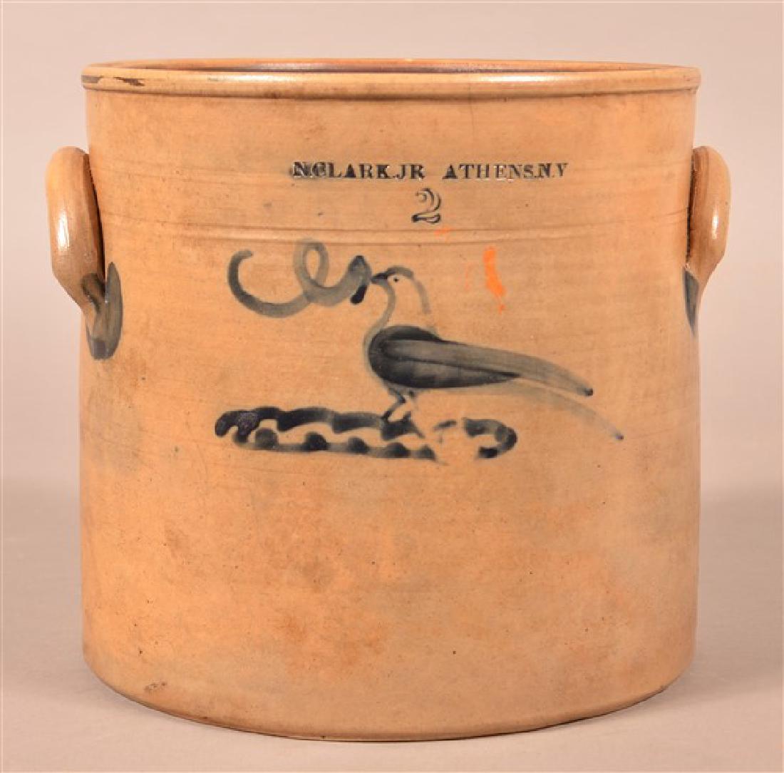 N. Clark, Jr. Crock with Bird and Snake Blue (1 of 4)