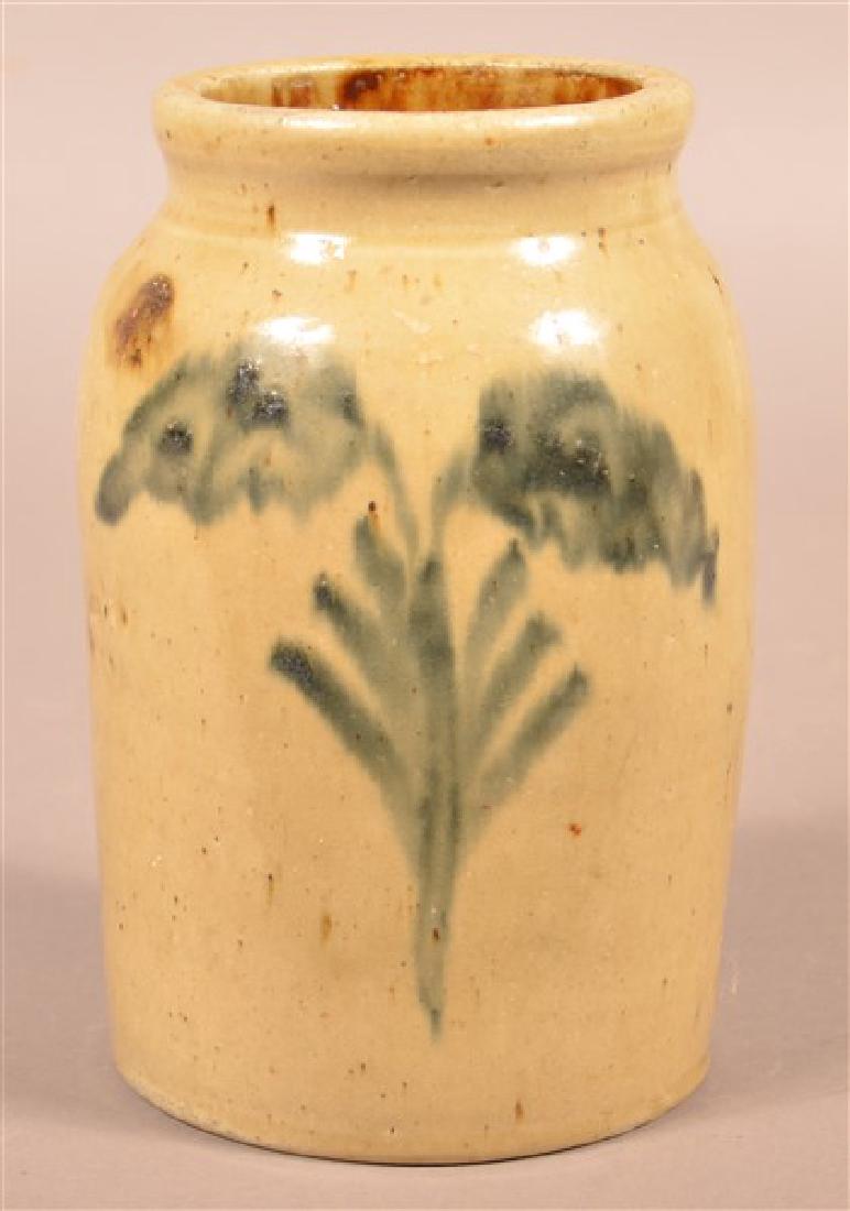 Stoneware Storage Jar with Floral Slip Decoration. (1 of 2)