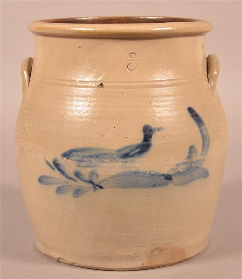 Bird on Branch Cobalt Decorated Stoneware Crock. (1 of 4)