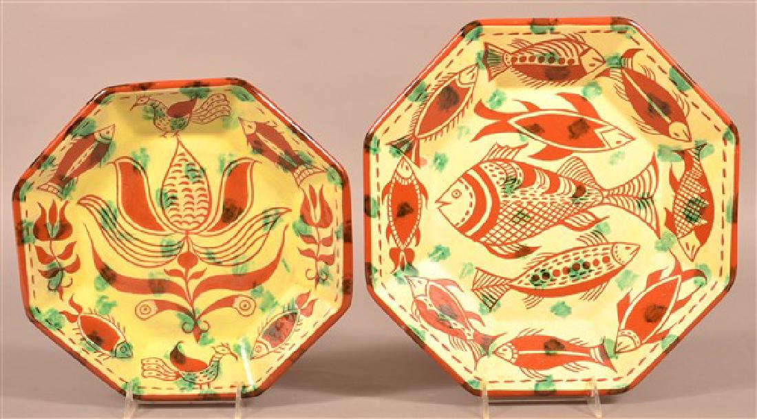 2 Seagreaves Glazed Redware Sgrafitto Decorated Plates. (1 of 2)
