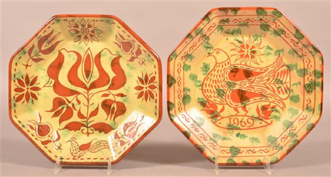 2 Seagreaves Glazed Redware Sgrafitto Decorated Plates. (1 of 2)