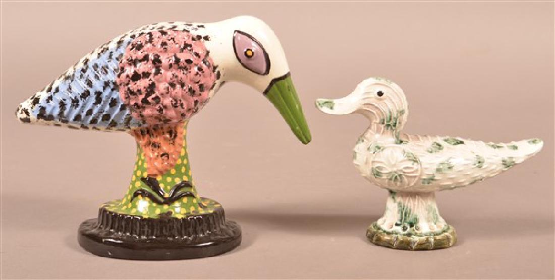 Two James Seagreaves Glazed Pottery Bird Figurines. (1 of 3)