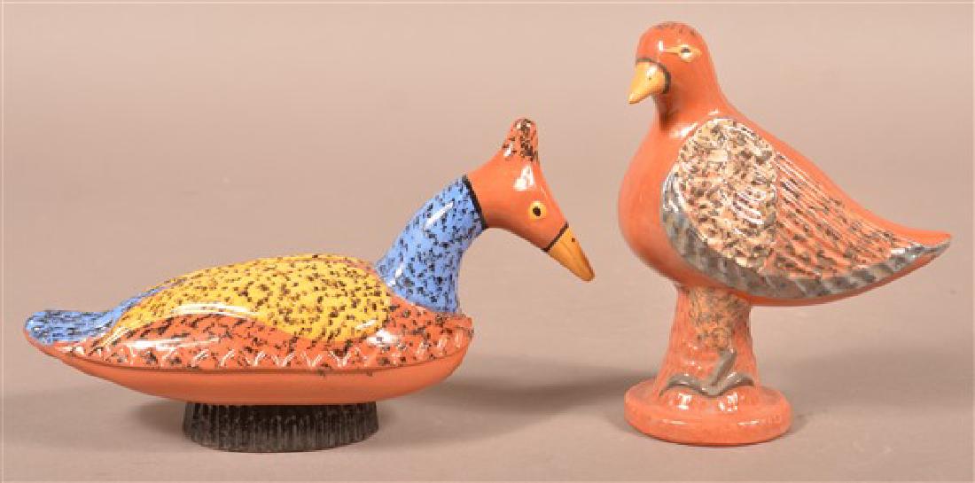 2 Seagreaves Glazed and Molded Pottery Bird Figurines. (1 of 3)