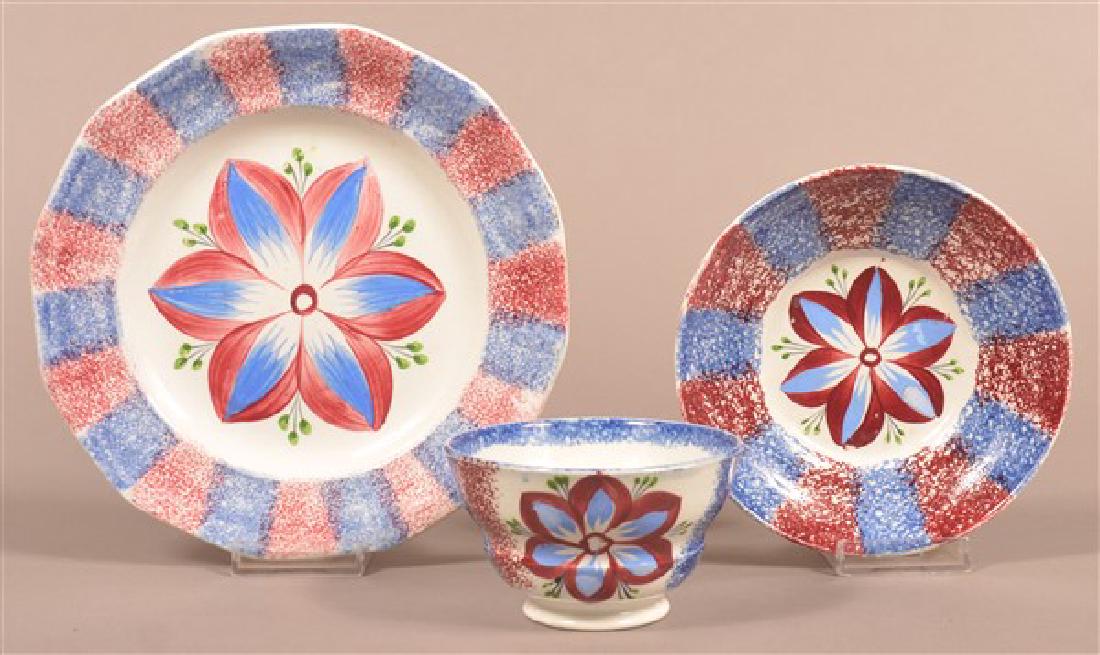 Rainbow Spatter Dahlia Pattern Plate, Cup and Saucer. (1 of 2)
