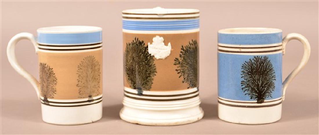 Three English Seaweed Mocha Decorated China Mugs. (1 of 4)
