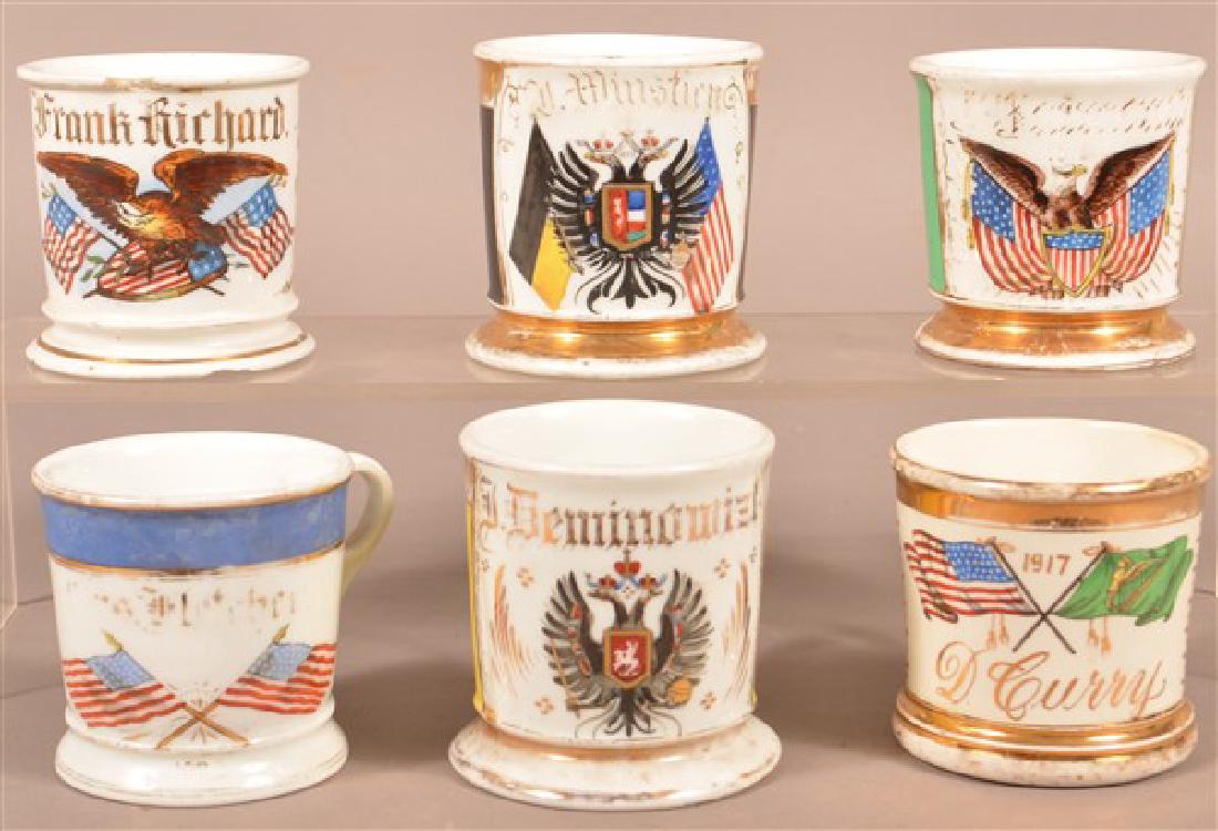 Six Various Antique Patriotic Shaving Mugs. (1 of 3)