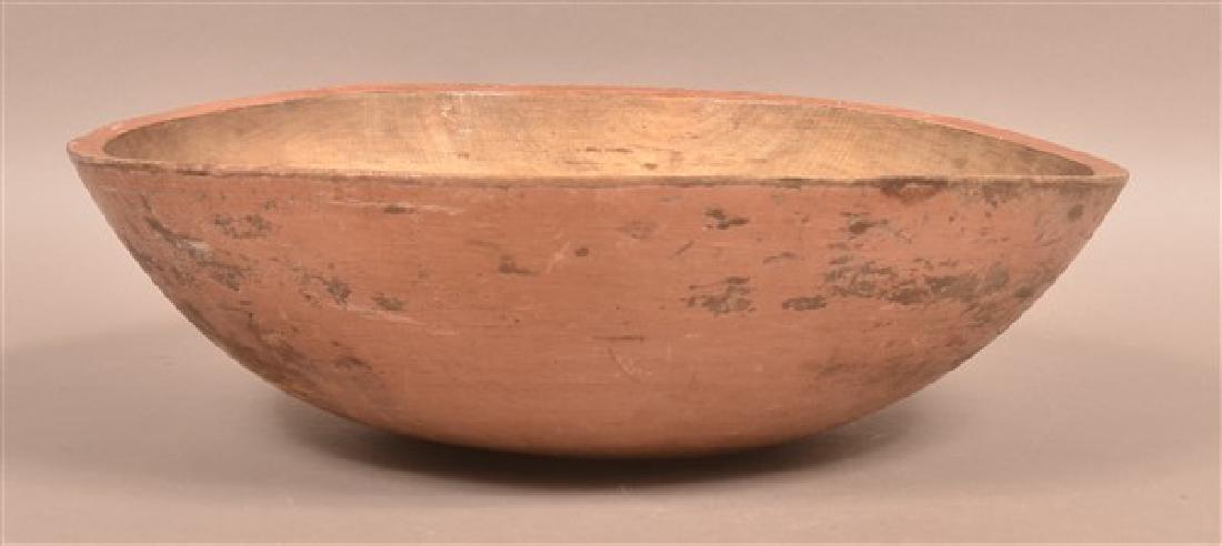 Turned Maple Bowl with Original Salmon Paint. (1 of 4)