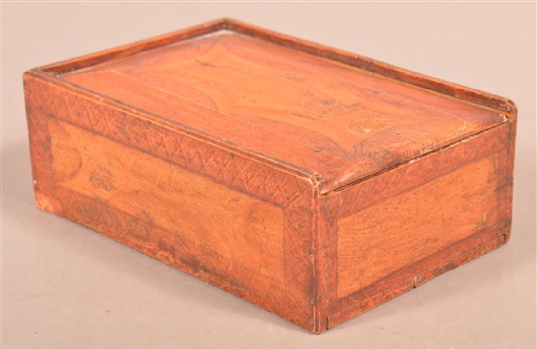 19th Century Paint Decorated Slide-lid Box. (1 of 6)