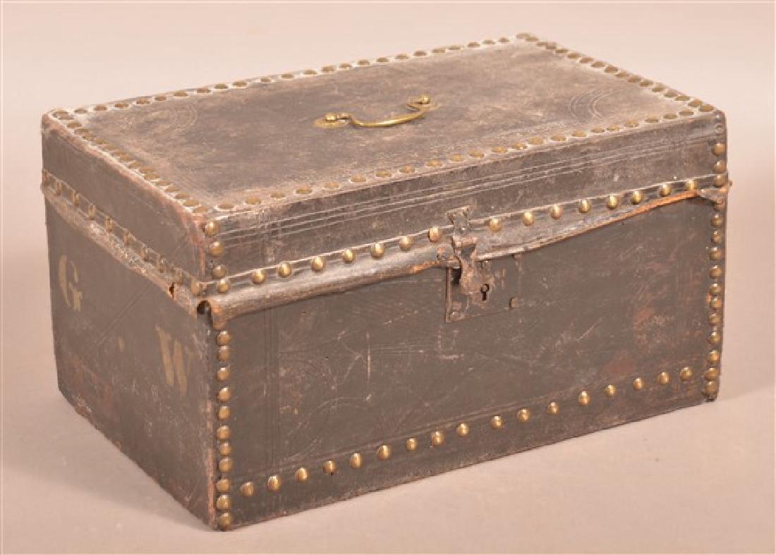 Antique Leather Covered Wood Document Box. (1 of 4)