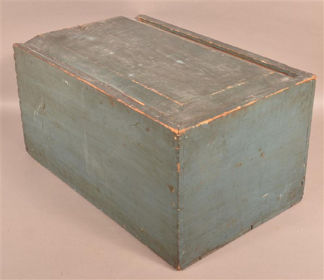 Large 19th Century Blue Painted Softwood Slide-lid (1 of 5)
