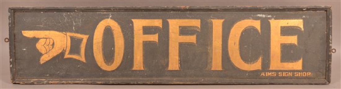 Antique Single Sided Painted Wood "OFFICE" Sign. (1 of 4)