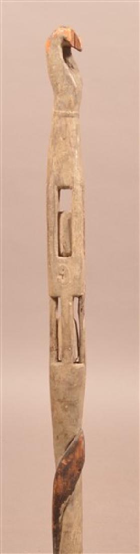 Carved Folk Art Cane with Snake and Hand Grip. (1 of 6)
