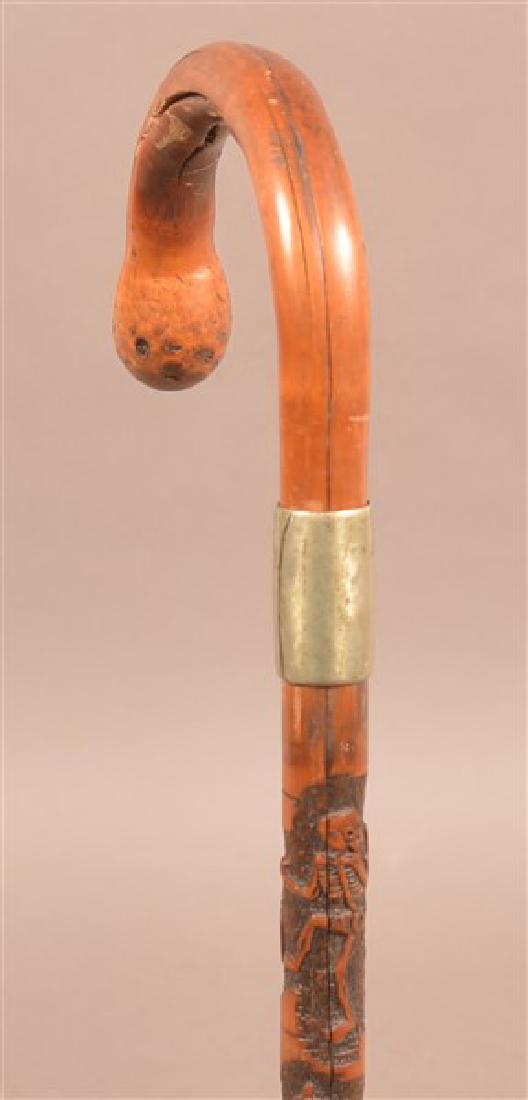 Vintage Japanese Skeleton Carved Bamboo Cane. (1 of 7)