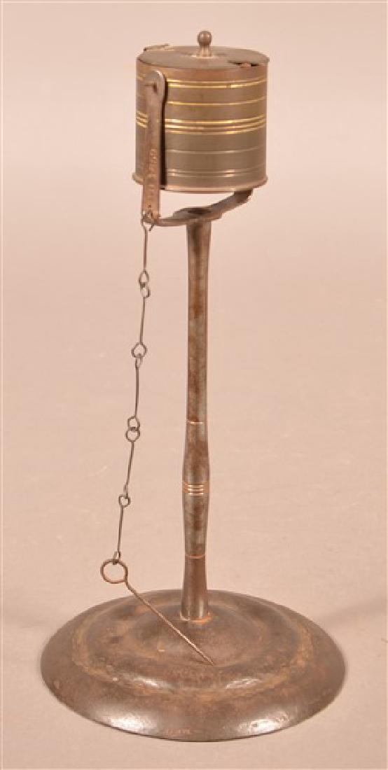 Peter Derr Brass and Iron Kettle Lamp Dated 1859. (1 of 6)