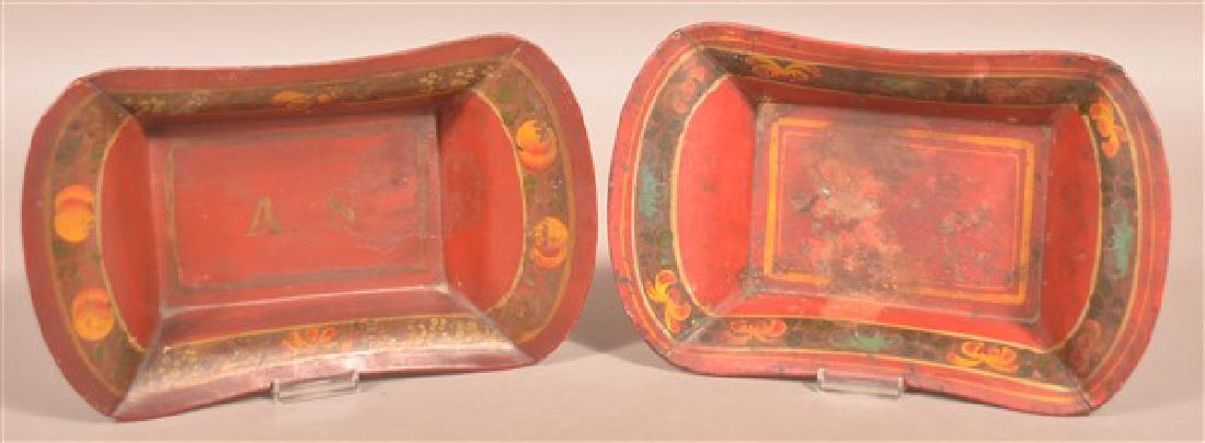 2 Pennsylvania 19th Century Red Toleware Bread Trays. (1 of 2)