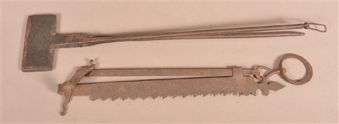 Wrought Iron Sawtooth Trammel and Wafer Iron. (1 of 4)