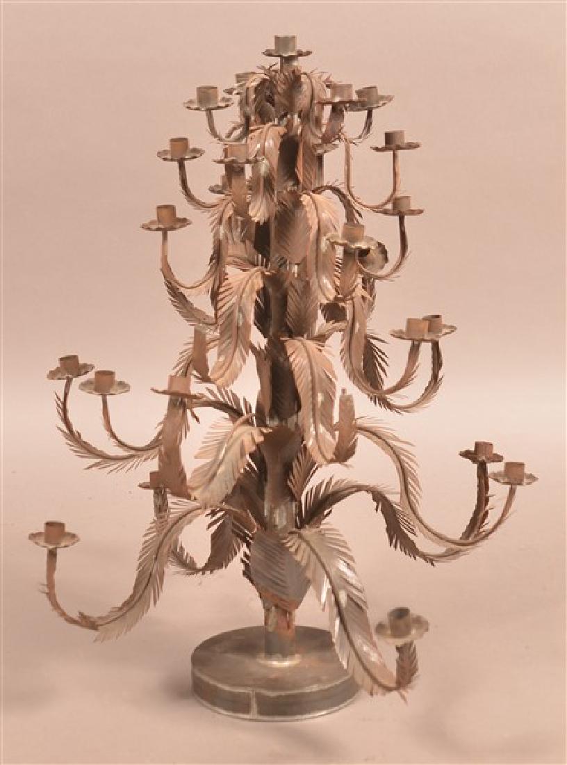 Vintage Tin Candelabra with Plume Arms. (1 of 4)