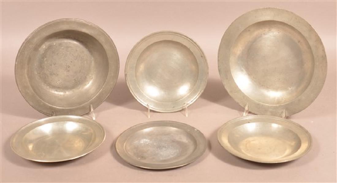 Lot of Six Continental Pewter Plates/Bowls. (1 of 2)