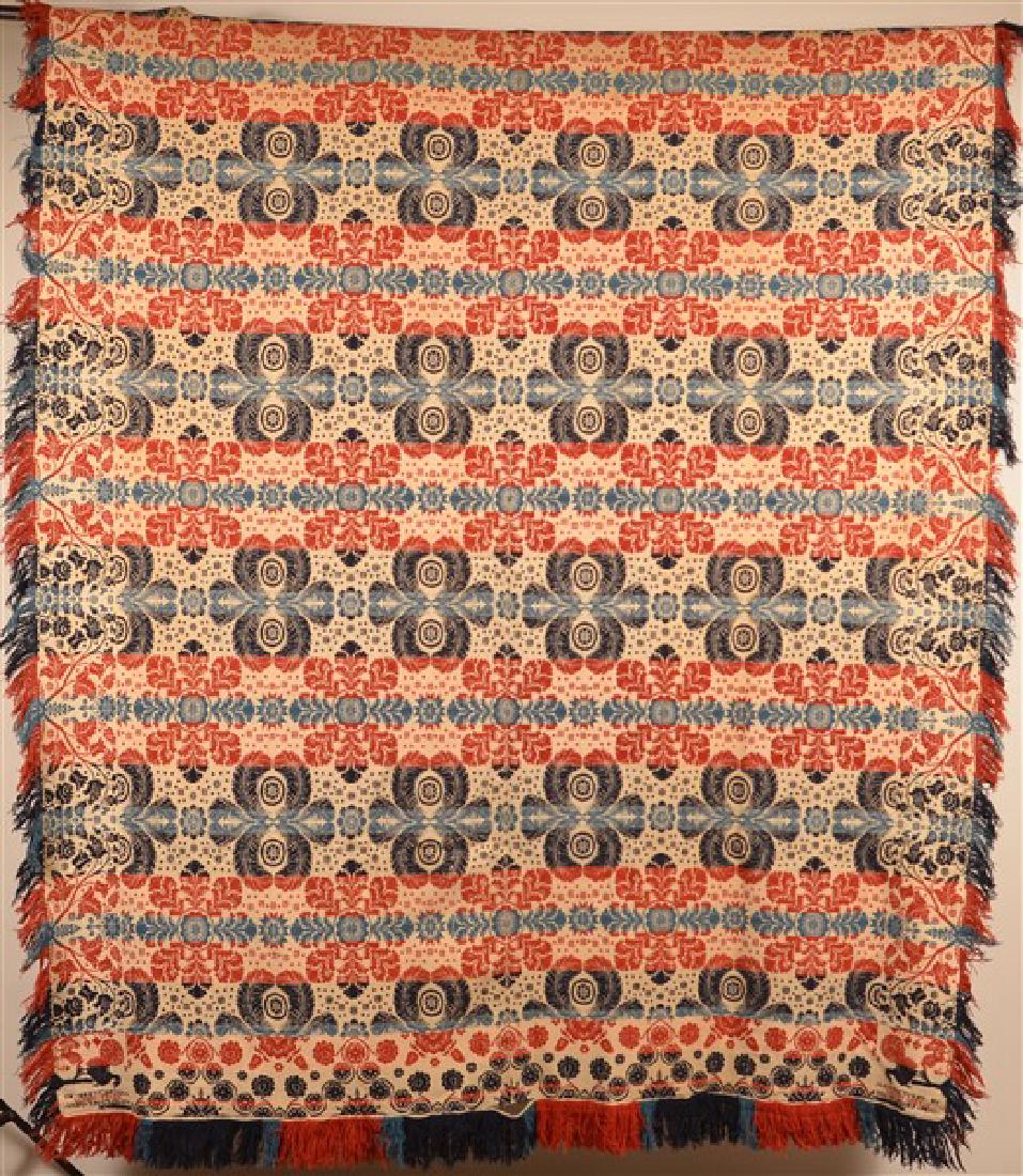 Berks County, PA Four Color Two Part Jacquard Coverlet. (1 of 5)